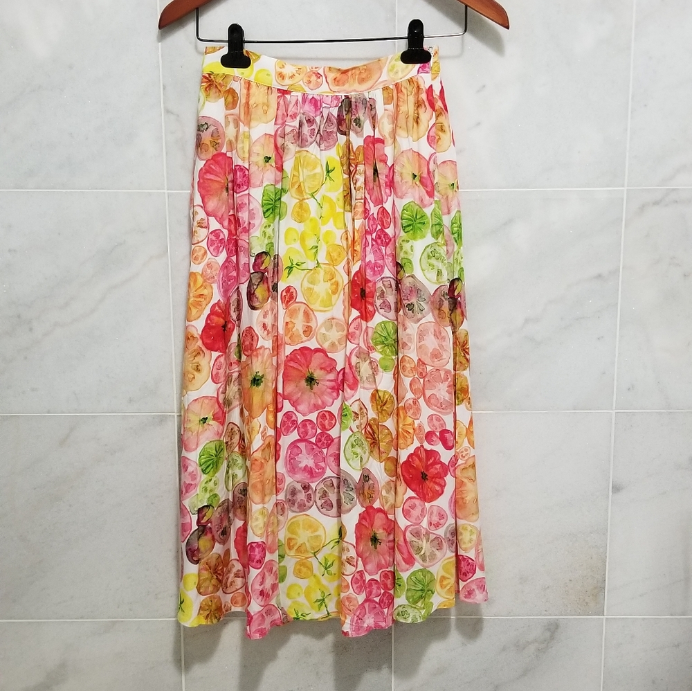 Modcloth Heirloom Tomato Print Pocket Midi Skirt xxs - Picture 2 of 8